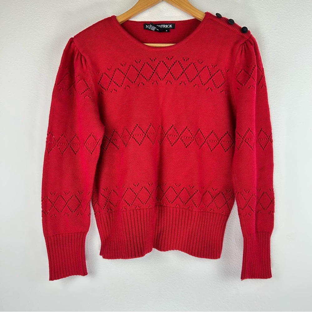 Nina Patrick Women’s Red Wool Blend Knit Sweater Size M